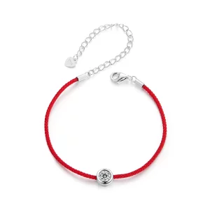 Pulsera de cuerda roja con moissanita exquisita estilo PANDORA (un certificado) - MSB014 (imagen para) Pulsera de cuerda roja con moissanita exquisita estilo PANDORA (un certificado) - MSB014