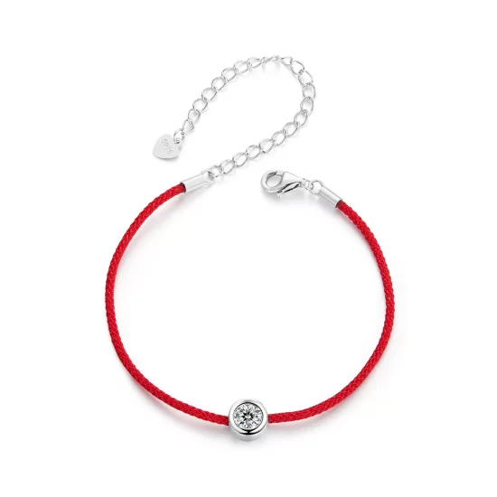 (imagen para) Pulsera de cuerda roja con moissanita exquisita estilo PANDORA (un certificado) - MSB014