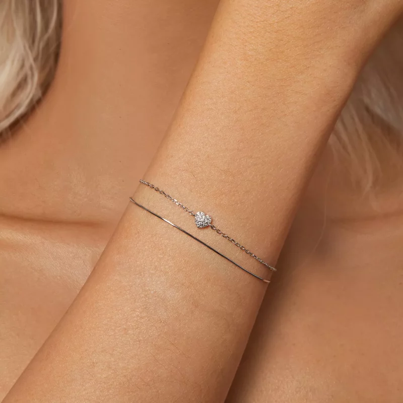 (imagen para) Pulsera de doble capa con corazón brillante estilo PANDORA - BSB169 - Ver 5