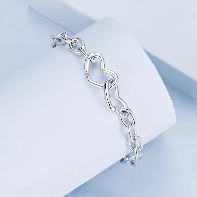 (imagen para) Pulsera de doble corazón estilo PANDORA - BSB172 - Ver 2