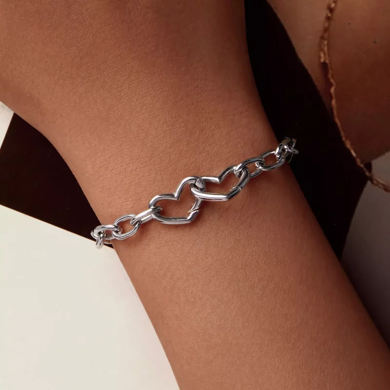 (imagen para) Pulsera de doble corazón estilo PANDORA - BSB172 - Ver 7