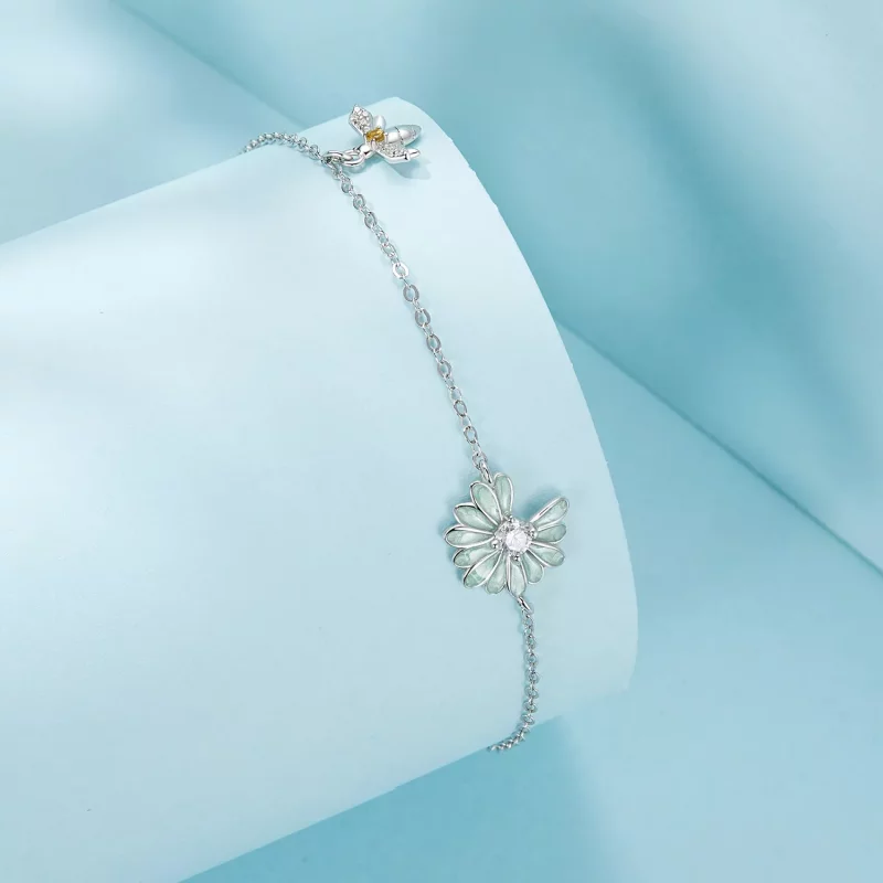 (imagen para) Pulsera estilo PANDORA con margaritas y abejas - SCB270 - Ver 2