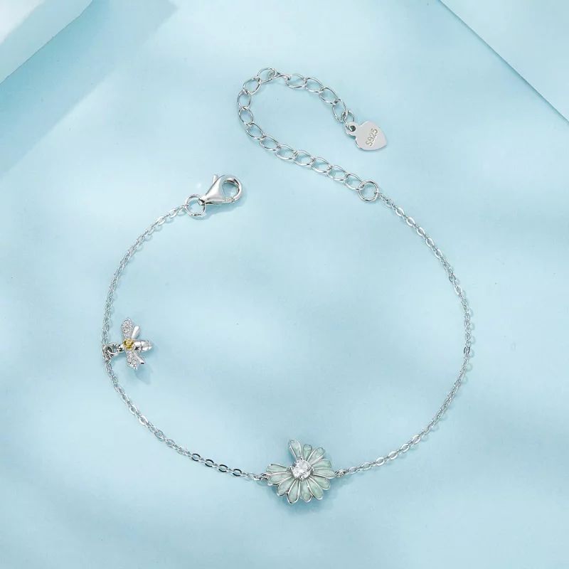 (imagen para) Pulsera estilo PANDORA con margaritas y abejas - SCB270 - Ver 3