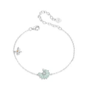 Pulsera estilo PANDORA con margaritas y abejas - SCB270 (imagen para) Pulsera estilo PANDORA con margaritas y abejas - SCB270