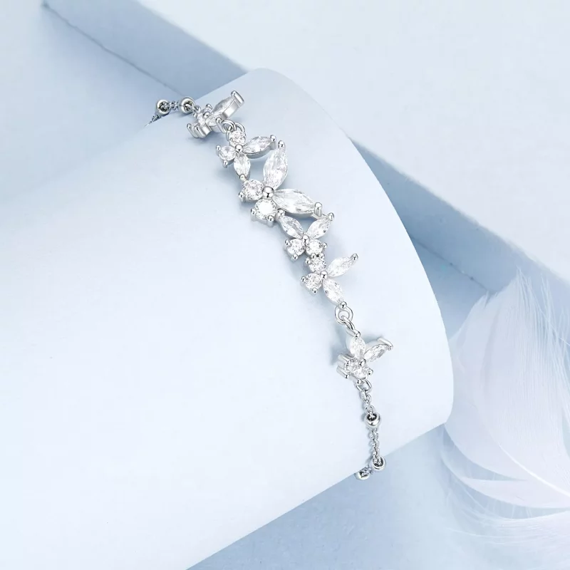 (imagen para) Pulsera estilo PANDORA con mariposas voladoras - BSB162 - Ver 2