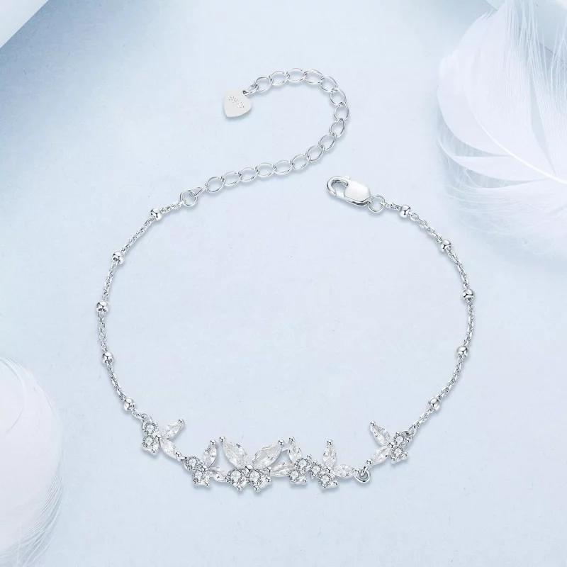 (imagen para) Pulsera estilo PANDORA con mariposas voladoras - BSB162 - Ver 3
