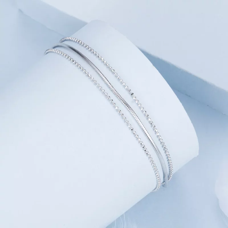 (imagen para) Pulsera sencilla de tres capas estilo PANDORA - BSB164 - Ver 2