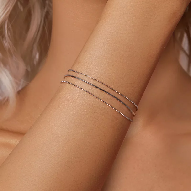 (imagen para) Pulsera sencilla de tres capas estilo PANDORA - BSB164 - Ver 5