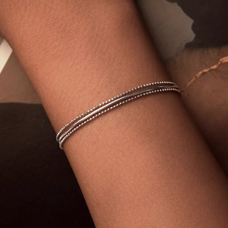 (imagen para) Pulsera sencilla de tres capas estilo PANDORA - BSB164 - Ver 7
