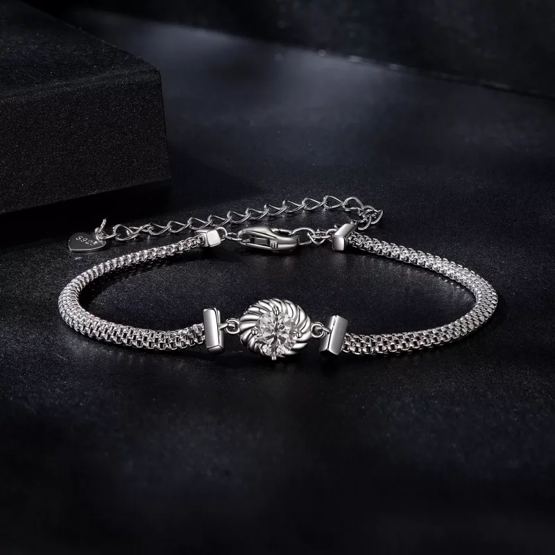 (imagen para) Pulsera trenzada de plata esterlina con moissanita estilo PANDORA (un certificad - Ver 3