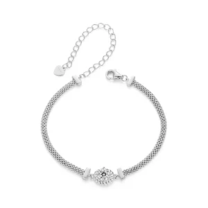 (imagen para) Pulsera trenzada de plata esterlina con moissanita estilo PANDORA (un certificado) - MSB015