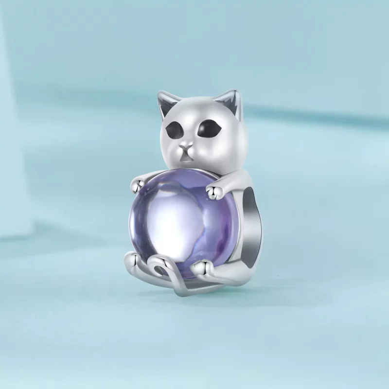 (imagen para) Amuleto de la suerte con forma de gato estilo PANDORA - SCC2796 - Ver 2