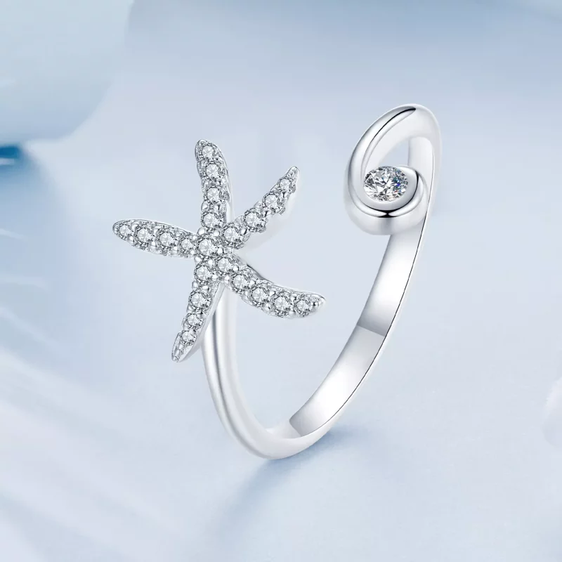 (imagen para) Anillo abierto con estrella de mar estilo PANDORA - BSR560-E - Ver 2