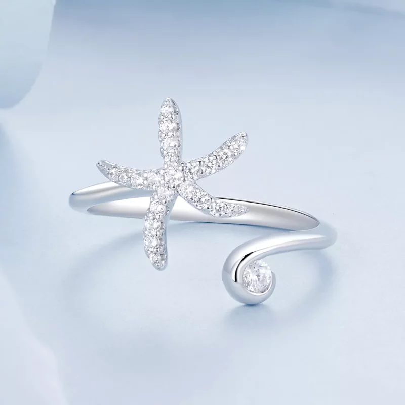 (imagen para) Anillo abierto con estrella de mar estilo PANDORA - BSR560-E - Ver 3