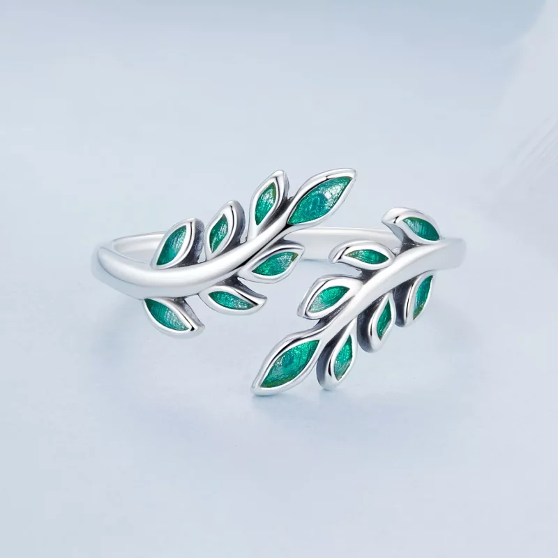 (imagen para) Anillo abierto con forma de hoja estilo PANDORA - BSR542-E - Ver 4