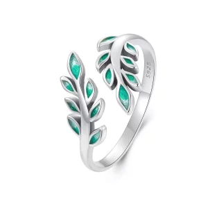 Anillo abierto con forma de hoja estilo PANDORA - BSR542-E (imagen para) Anillo abierto con forma de hoja estilo PANDORA - BSR542-E