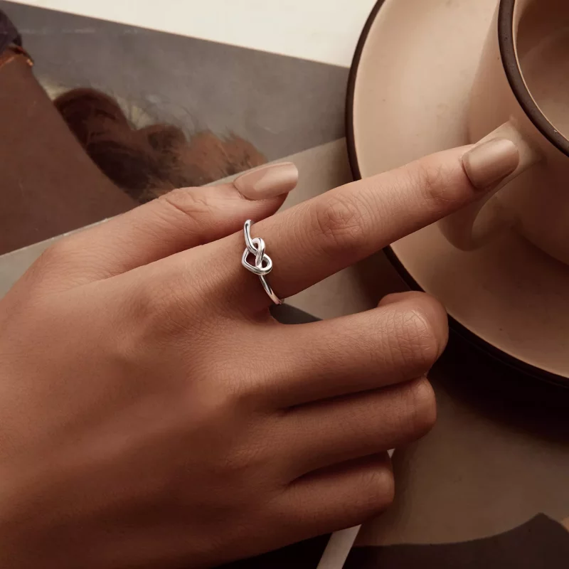 (imagen para) Anillo abierto de corazón enredado estilo PANDORA - BSR565-E - Ver 5