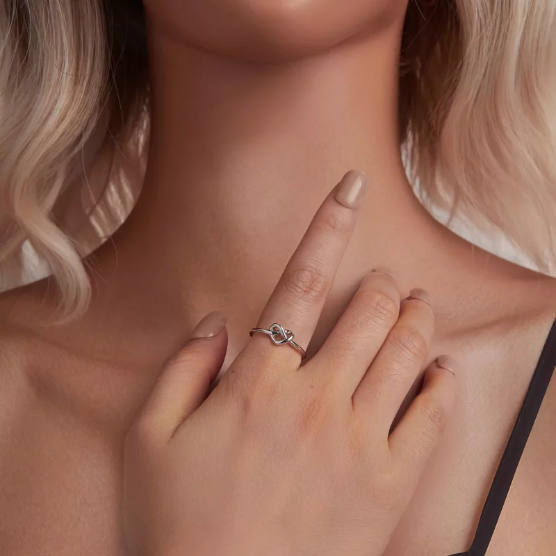 (imagen para) Anillo abierto de corazón enredado estilo PANDORA - BSR565-E - Ver 6