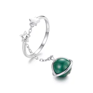 (imagen para) Anillo abierto de malaquita natural estilo PANDORA - SCR1034-E