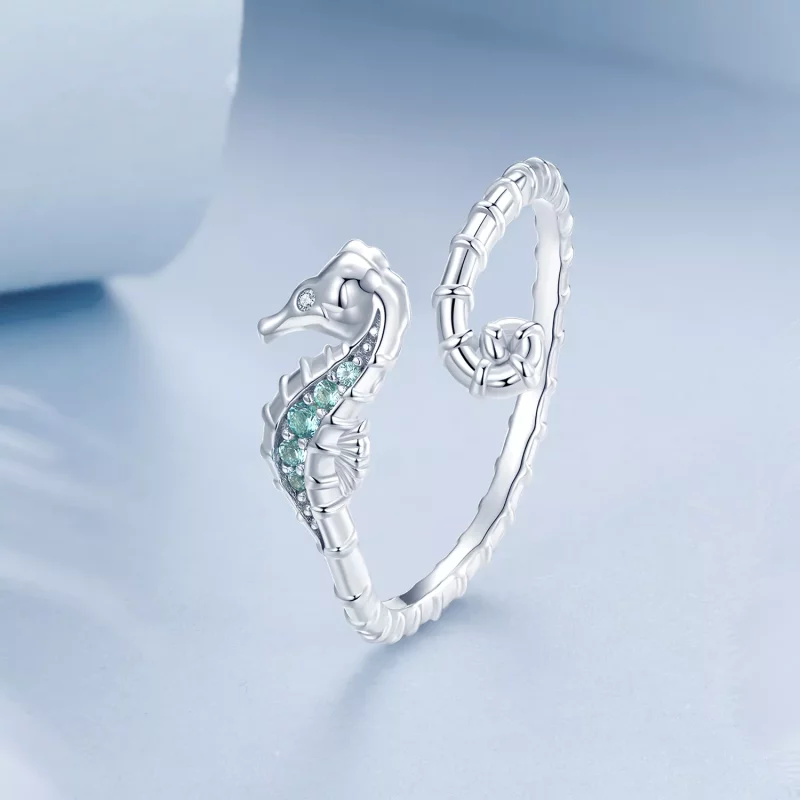 (imagen para) Anillo abierto estilo PANDORA con caballito de mar - BSR559-E - Ver 2