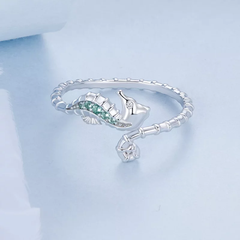 (imagen para) Anillo abierto estilo PANDORA con caballito de mar - BSR559-E - Ver 3