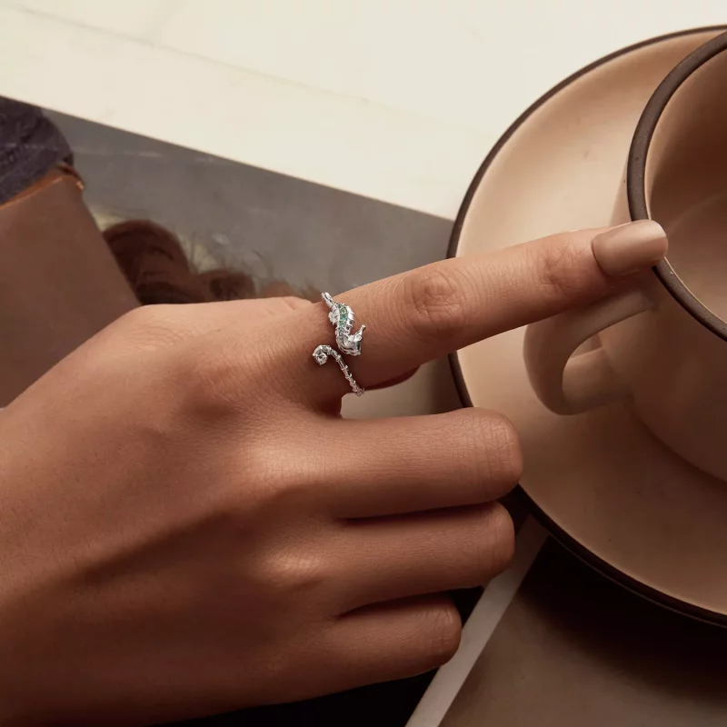 (imagen para) Anillo abierto estilo PANDORA con caballito de mar - BSR559-E - Ver 5