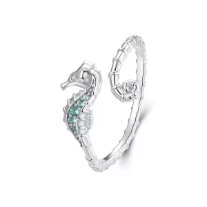 (imagen para) Anillo abierto estilo PANDORA con caballito de mar - BSR559-E