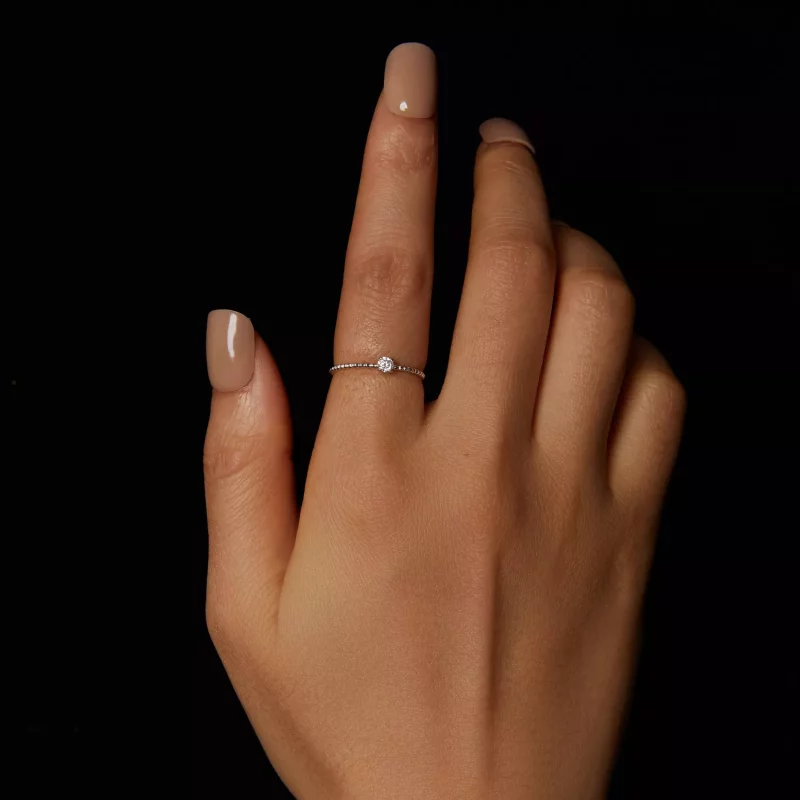 (imagen para) Anillo apilable de moissanita con cuentas exquisitas estilo PANDORA (un certific - Ver 5