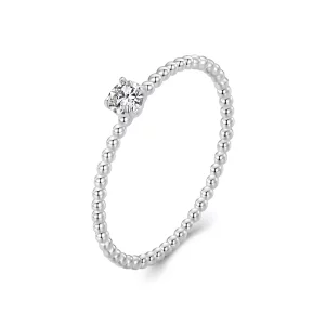 Anillo apilable de moissanita con cuentas exquisitas estilo PANDORA (un certificado) - MSR046 (imagen para) Anillo apilable de moissanita con cuentas exquisitas estilo PANDORA (un certificado) - MSR046