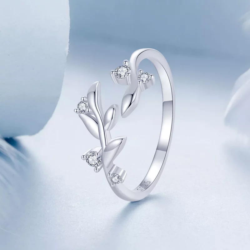 (imagen para) Anillo con forma de hoja estilo PANDORA - BSR562-E - Ver 2