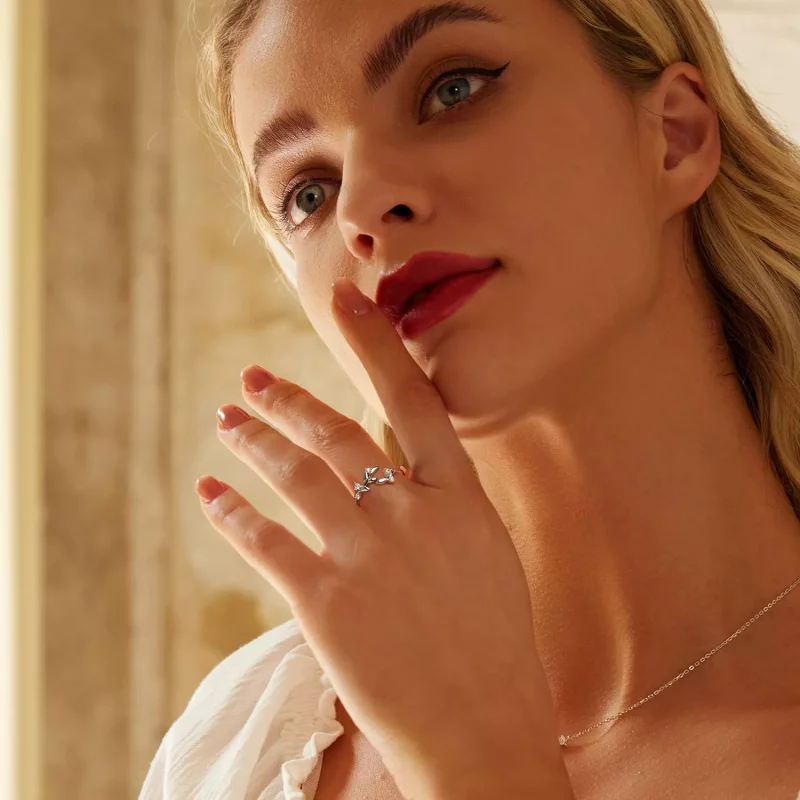 (imagen para) Anillo con forma de hoja estilo PANDORA - BSR562-E - Ver 7