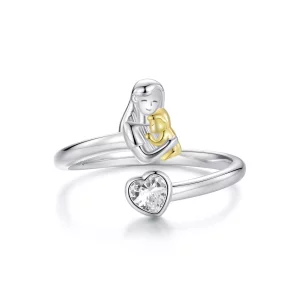 (imagen para) Anillo de abrazo de madre e hijo estilo PANDORA - SCR1051-E