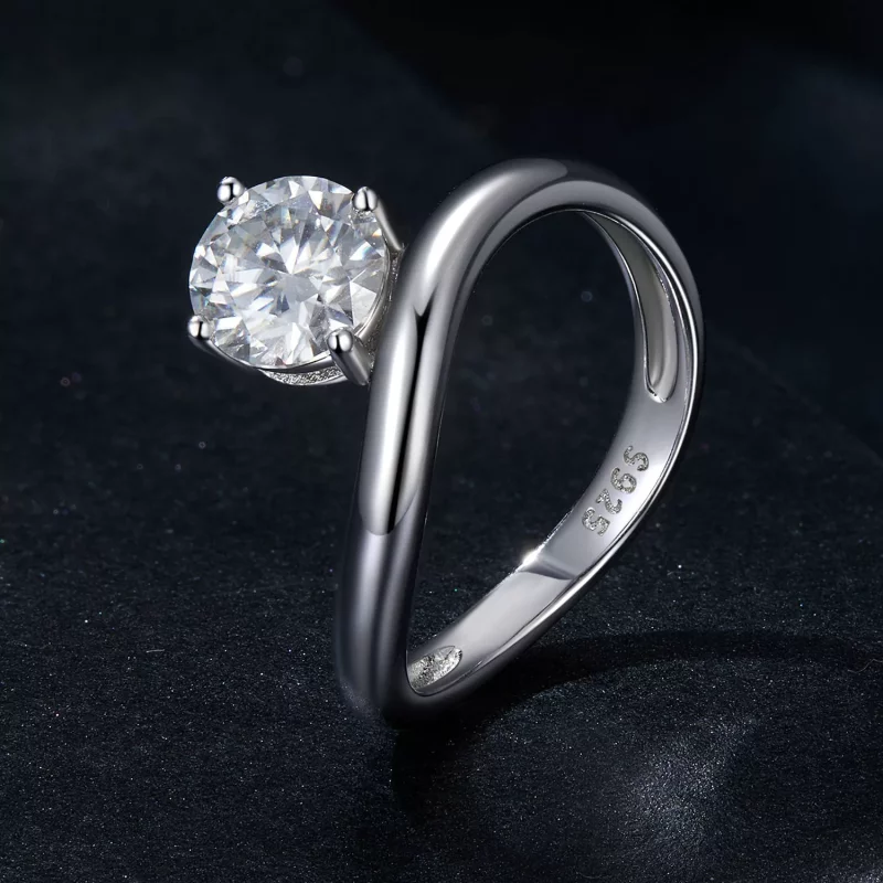 (imagen para) Anillo de moissanita de 1 ct con estilo PANDORA (con un certificado) - MSR050 - Ver 2