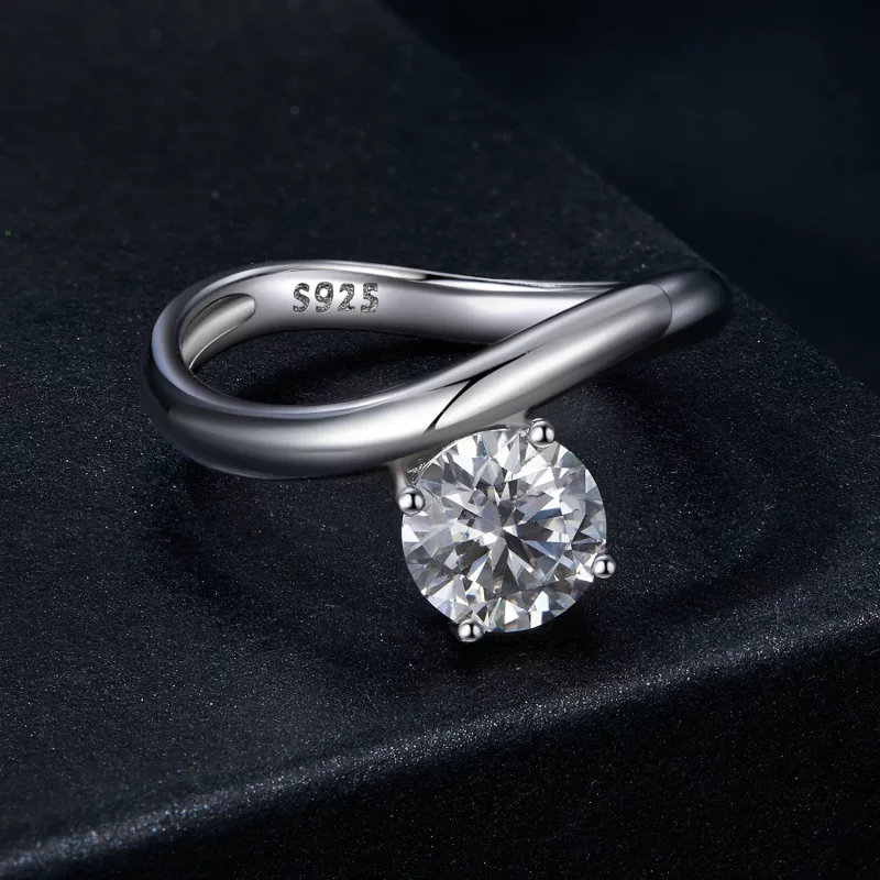 (imagen para) Anillo de moissanita de 1 ct con estilo PANDORA (con un certificado) - MSR050 - Ver 3