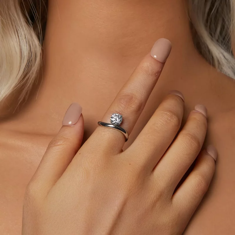(imagen para) Anillo de moissanita de 1 ct con estilo PANDORA (con un certificado) - MSR050 - Ver 5