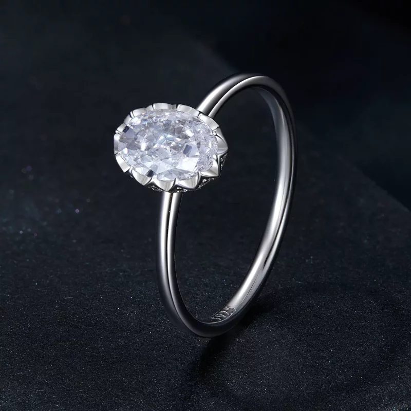 (imagen para) Anillo de moissanita estilo PANDORA Brilliant Beauty de 1 ct (con un certificado - Ver 2