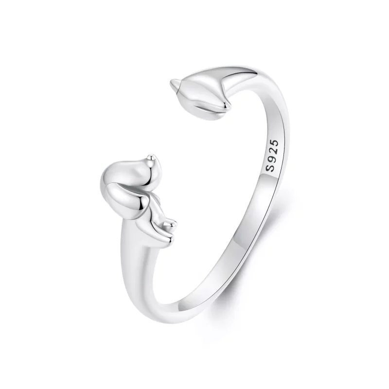 (imagen para) Anillo de perro salchicha en 3D estilo PANDORA - SCR1033-E