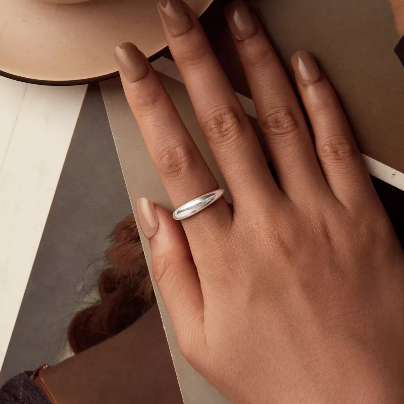 (imagen para) Anillo sencillo liso estilo PANDORA - BSR558 - Ver 4