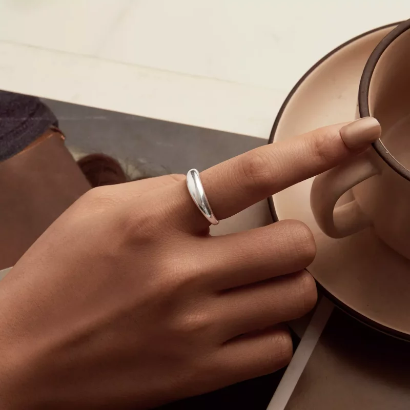 (imagen para) Anillo sencillo liso estilo PANDORA - BSR558 - Ver 5