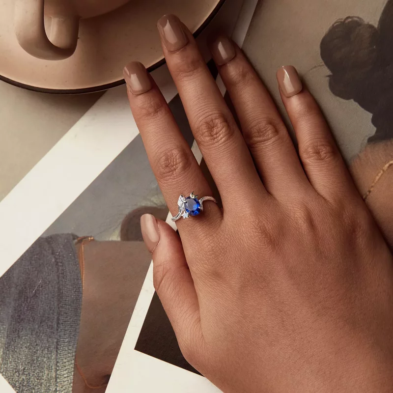 (imagen para) Anillo serpiente con forma de estrella y luna estilo PANDORA - BSR557 - Ver 4