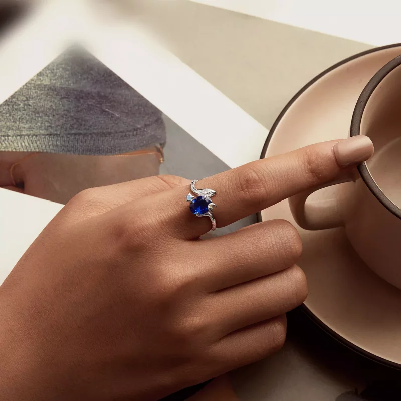 (imagen para) Anillo serpiente con forma de estrella y luna estilo PANDORA - BSR557 - Ver 5