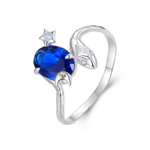 (imagen para) Anillo serpiente con forma de estrella y luna estilo PANDORA - BSR557