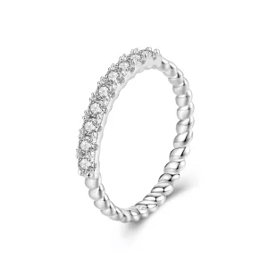 (imagen para) Anillo texturizado de moissanita estilo PANDORA (un certificado) - MSR052