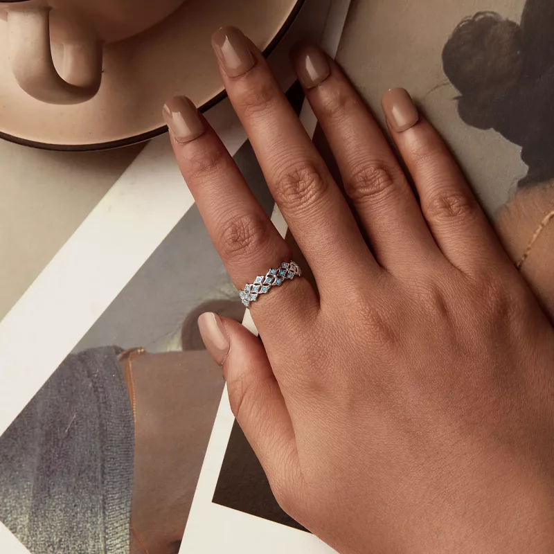 (imagen para) Anillo turquesa estilo PANDORA - BSR556 - Ver 4