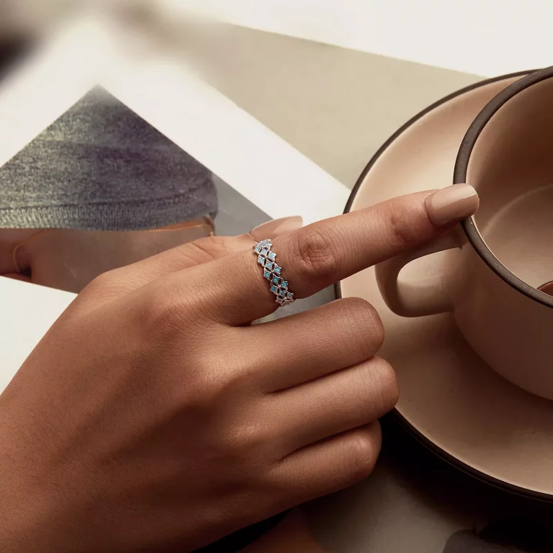 (imagen para) Anillo turquesa estilo PANDORA - BSR556 - Ver 5