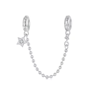 (imagen para) Cadena de seguridad con cuentas de estrella y luna estilo PANDORA - SCC2840