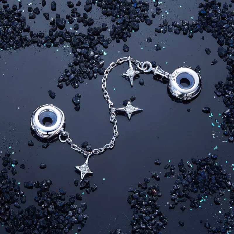 (imagen para) Cadena de seguridad con forma de estrella estilo PANDORA - SCC2789 - Ver 5