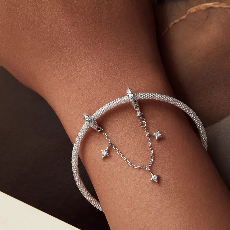 (imagen para) Cadena de seguridad con forma de estrella estilo PANDORA - SCC2789 - Ver 7