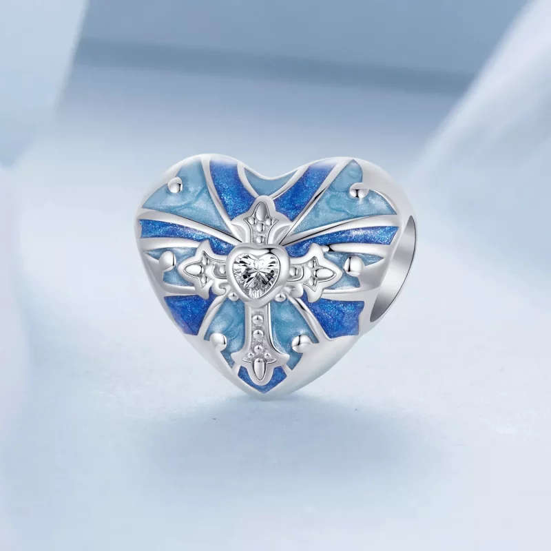 (imagen para) Charm con forma de cruz en forma de corazón estilo PANDORA - BSC1024 - Ver 2