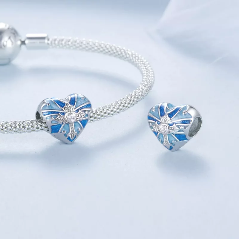(imagen para) Charm con forma de cruz en forma de corazón estilo PANDORA - BSC1024 - Ver 4
